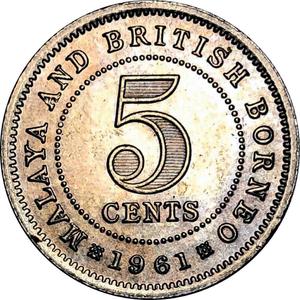 Malaya, British / Five Cents 1961 - reverse photo
