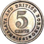 Five Cents 1961: Photo Coin, Malaya, British, Five Cents 1961 / thumbnail