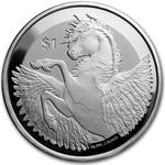Silver Two Ounces 2018 Pegasus: Photo 2018 BVI 2 oz Silver Pegasus Frosted BU / thumbnail