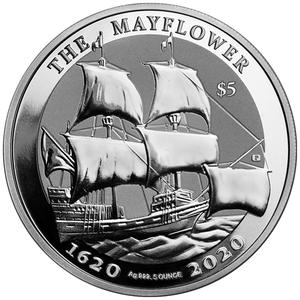 British Virgin Islands / Silver Five Ounces 2020 The Mayflower - reverse photo