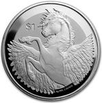Silver Two Ounces 2019 Pegasus: Photo 2019 British Virgin Islands 2 oz Silver Pegasus Frosted BU / thumbnail