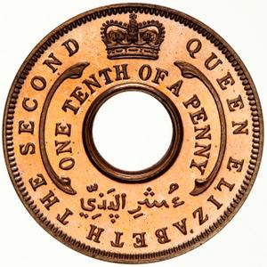 British West Africa / One-tenth Penny (Bronze, Elizabeth II) - obverse photo