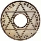One-tenth Penny (CuproNickel, George VI): Photo Proof Coin - 1/10 Penny, British West Africa, 1938