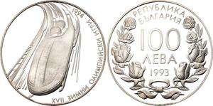 Bulgaria / One Hundred Leva Silver 1993 Winter Olympic Games - obverse photo
