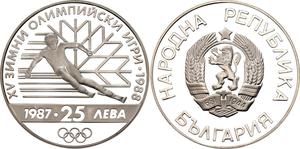 Bulgaria / Twenty-five Leva Silver 1987 Winter Olympic Games - obverse photo