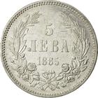 Five Leva (Silver): Photo Bulgaria, Alexander I, 5 Leva, 1885