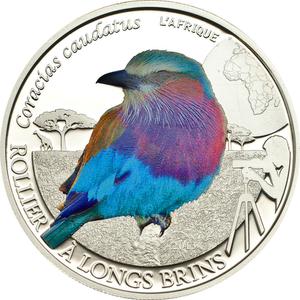 Burkina Faso / Silver Half Ounce 2013 Lilac-breasted Roller - reverse photo