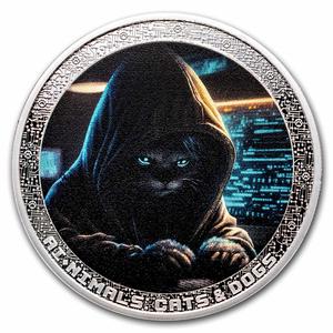 Cameroon / Silver Ounce 2025 AI·NIMALS - Cat Hacker - reverse photo