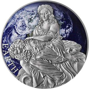 Cameroon / Silver Two Ounces 2022 Planets and Gods - Earth - reverse photo