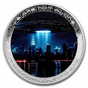 Cameroon / Silver Two Ounces 2025 UFO Above City - reverse photo