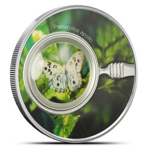 Cameroon / Five Hundred Francs Silver 2024 Parnassius Apollo Butterfly - reverse photo