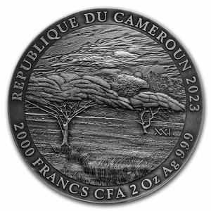 Cameroon / Silver Two Ounces 2023 Black Rhino - obverse photo