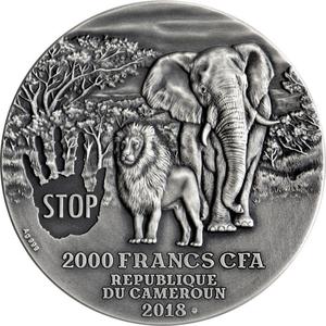 Cameroon / Two Ounces Silver 2018 Cecil The Lion - obverse photo