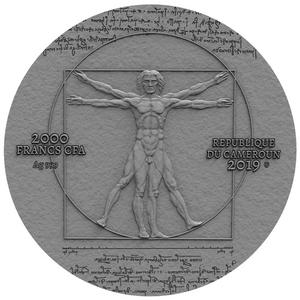 Cameroon / Silver Two Ounces 2019 Leonardo da Vinci - obverse photo