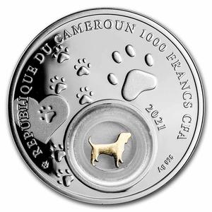 Cameroon / Silver Ounce 2021 Siberian Husky - obverse photo