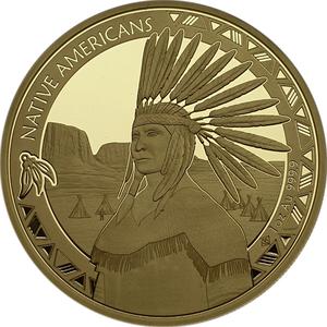 Cameroon / Gold Ounce 2024 Native Americans - Feathers - reverse photo