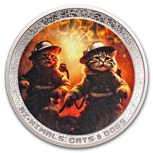 Cameroon / Silver Ounce 2025 AI·NIMALS - Cat Firefighter - reverse photo
