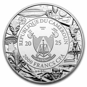 Cameroon / Silver Two Ounces 2025 Alien and UFO - obverse photo