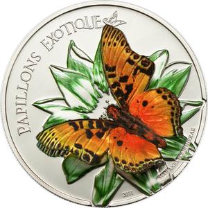 Cameroon / One Thousand Francs Silver 2011 Butterflies in 3D - reverse photo