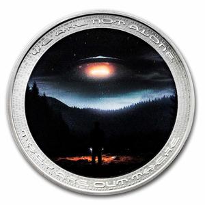 Cameroon / Silver Two Ounces 2025 UFO and Human - reverse photo