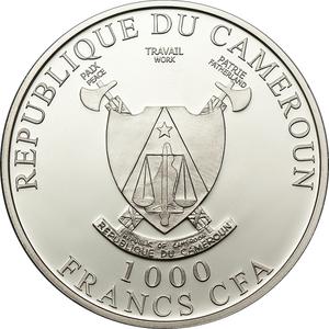 Cameroon / One Thousand Francs Silver 2011 Butterflies in 3D - obverse photo