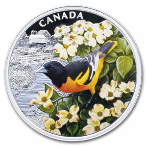 Canada / Silver Ounce 2025 Colourful Birds - Baltimore Oriole - reverse photo