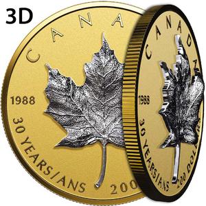 Canada / Gold Ounce 2018 Maple Leaf - 3D - reverse photo