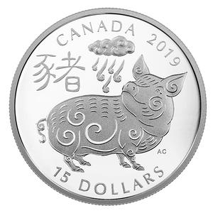 Canada / Silver Ounce 2019 Year of the Pig - reverse photo