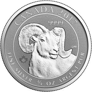 Canada / Silver Three-Quarters Ounce 2017 Big Horn Sheep - reverse photo