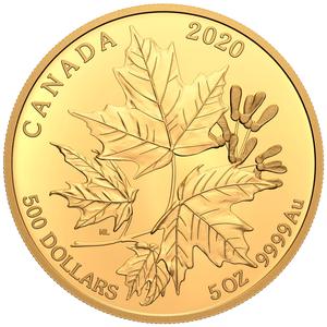 Canada / Gold Five Ounces 2020 Maple Leaf - reverse photo