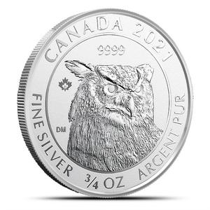 Canada / Silver Three-Quarters Ounce 2021 Great Horned Owl - reverse photo