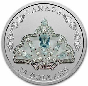Canada / Silver Ounce 2020 Brazilian Aquamarine Tiara - reverse photo