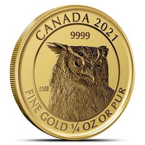 Canada / Gold Quarter Ounce 2021 Great Horned Owl - reverse photo