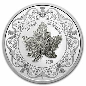 Canada / Silver Two Ounces 2020 Maple Leaf Brooch Legacy - reverse photo