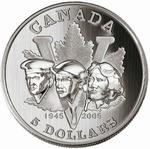 Silver Ounce 2005 End of WWII: Photo Coin, Canada, Silver Ounce 2005 End of WWII / thumbnail
