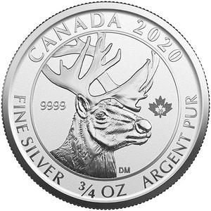 Canada / Silver Three-Quarters Ounce 2020 Woodland Caribou - reverse photo