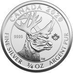 Silver Three-Quarters Ounce 2020 Woodland Caribou: Photo Coin, Canada, Silver Three-Quarters Ounce 2020 Woodland Caribou / thumbnail