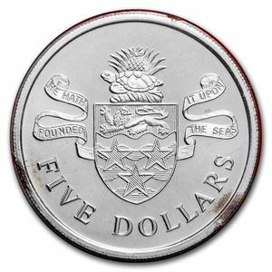 Cayman Islands / Five Dollars Silver 1974 Coat of Arms - reverse photo