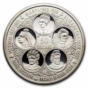 Cayman Islands / Fifty Dollars Silver 1976 Six Queens - reverse photo
