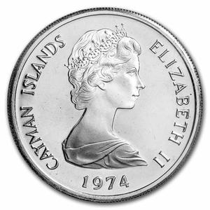 Cayman Islands / Five Dollars Silver 1974 Coat of Arms - obverse photo