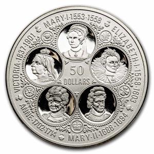 Cayman Islands / Fifty Dollars Silver 1975 Six Queens - reverse photo