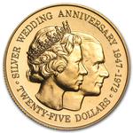 Twenty-five Dollars Gold 1972 Silver Wedding: Photo Coin, Cayman Islands, Twenty-five Dollars Gold 1972 Silver Wedding / thumbnail