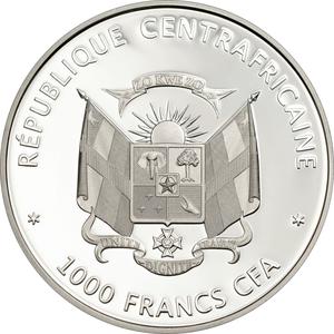 Central African Republic / One Thousand Francs Silver 2014 Butterflies in 3D - obverse photo