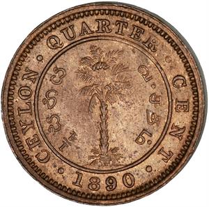 Ceylon, British / Quarter Cent 1890 - reverse photo