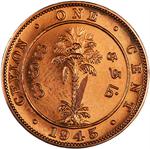 One Cent 1945: Photo Coin, Ceylon, British, One Cent 1945 / thumbnail
