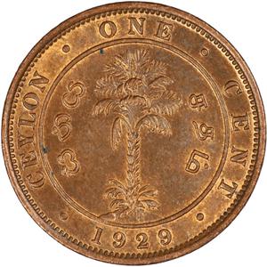 Ceylon, British / One Cent 1929 - reverse photo