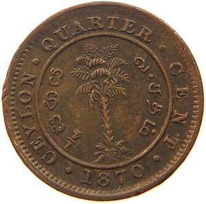 Ceylon, British / Quarter Cent 1870 - reverse photo