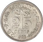 Twenty-five Cents 1922: Photo Coin, Ceylon, British, Twenty-five Cents 1922 / thumbnail