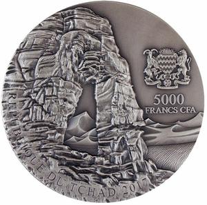 Chad / Silver Five Ounces 2017 Libyan Desert Glass Meteorite - obverse photo