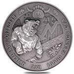 Silver Two Ounces 2021 Bull vs Bear: Photo Coin, Chad, Silver Two Ounces 2021 Bull vs Bear / thumbnail